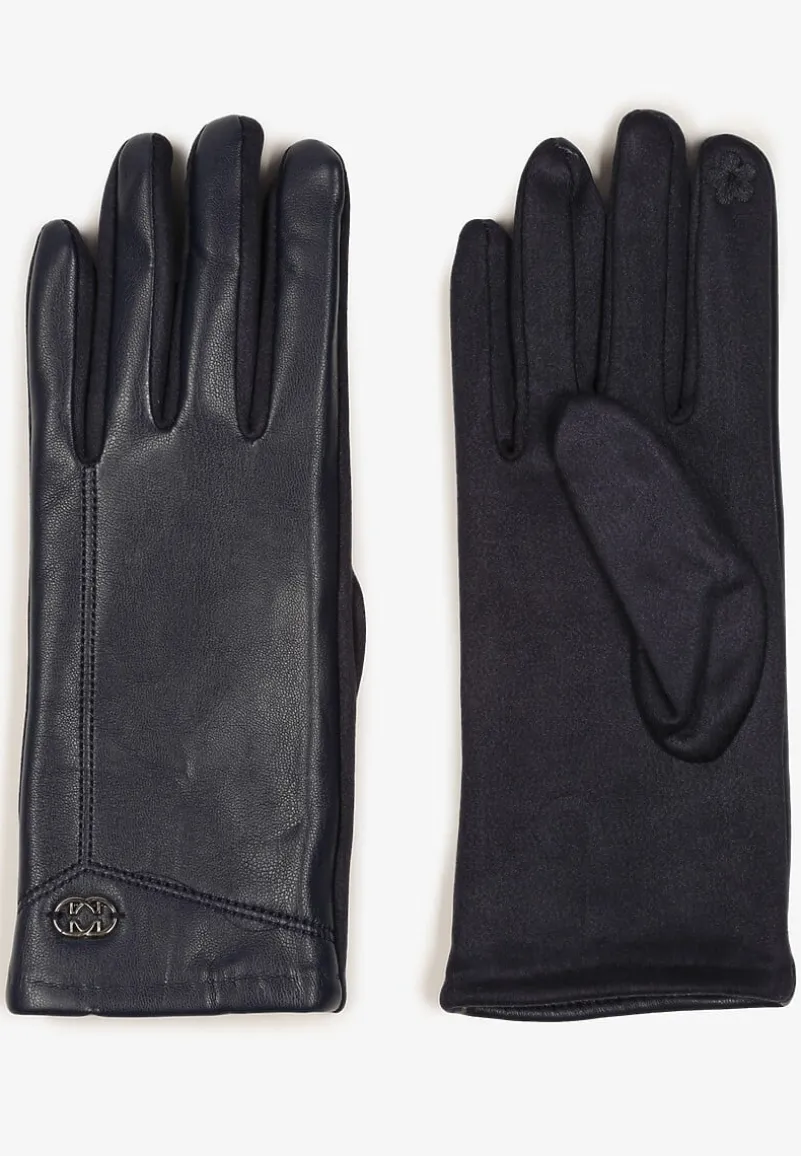 Granatowe Rękawiczki z Ekoskóry Zinnarra