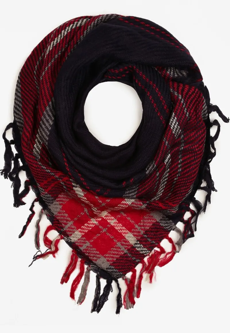 Granatowo-Czerwony Szalik w Paski Sialenni