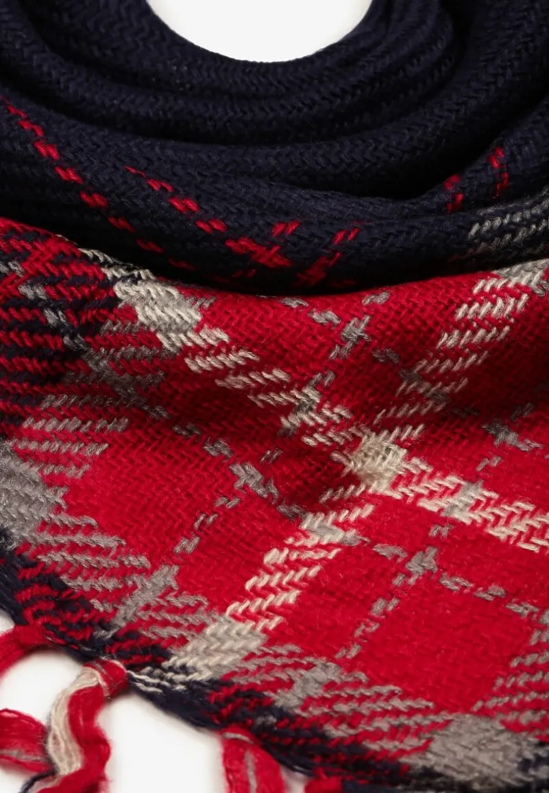 Granatowo-Czerwony Szalik w Paski Sialenni