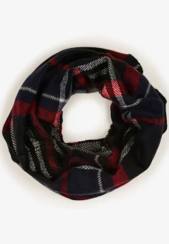 Granatowo-Czerwony Szalik Komin Ozdobiony Kratą Zinnestra