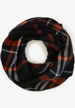 Granatowo-Pomarańczowy Szalik Komin Ozdobiony Kratą Zinnestra