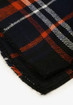 Granatowo-Pomarańczowy Szalik Komin Ozdobiony Kratą Zinnestra