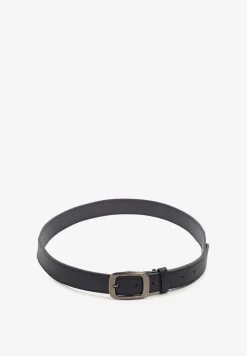 Granatowy Klasyczny Pasek z Klamrą o Geometrycznym Kształcie Revadelle