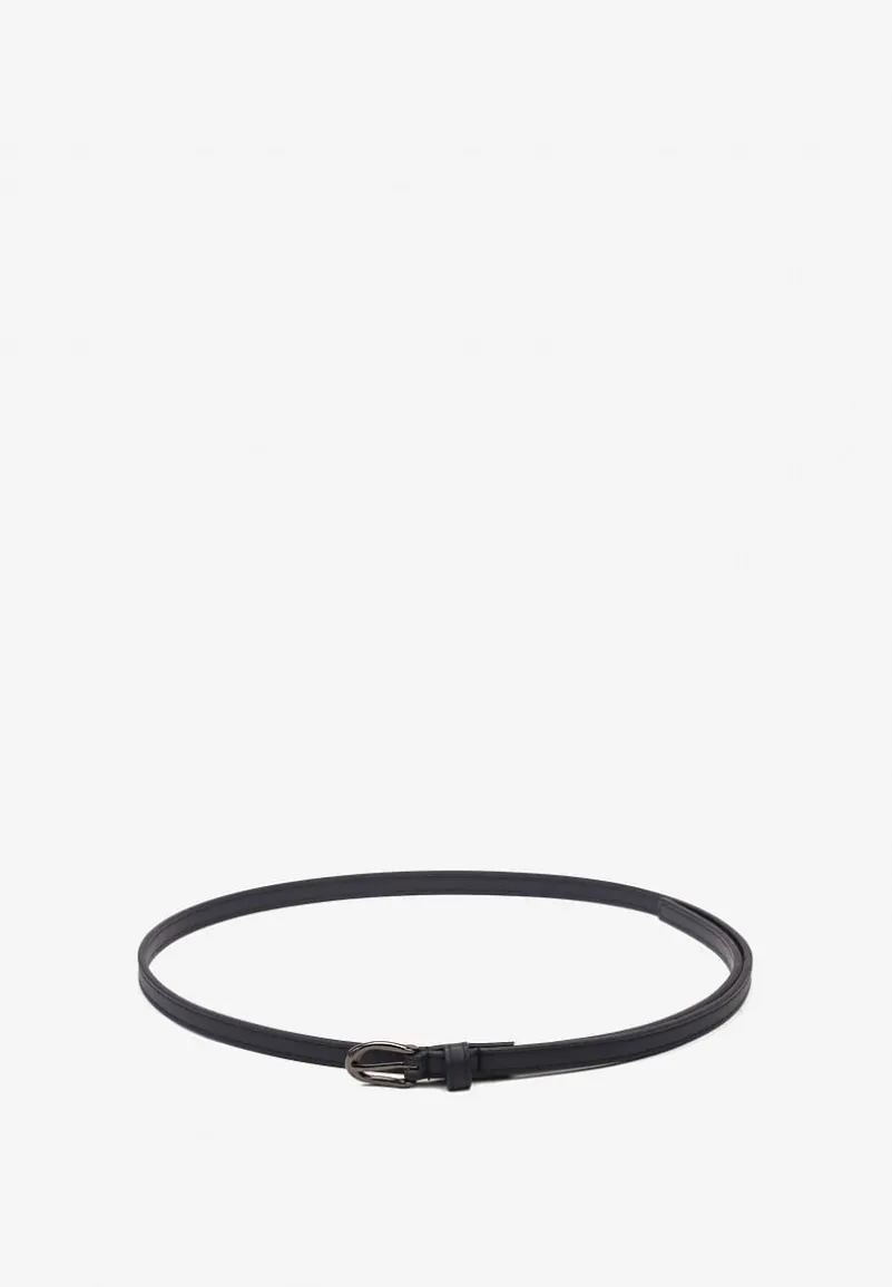 Granatowy Pasek Cienki z Metalową Klamrą Narsil