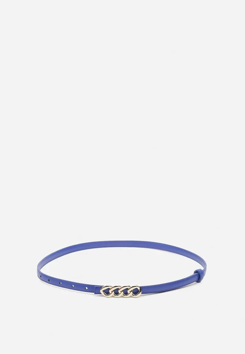 Granatowy Pasek z Klamrą Imitującą Łańcuch Uridia