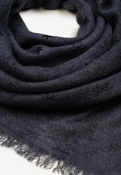 Granatowy Szalik z Geometrycznym Motywem Nomida