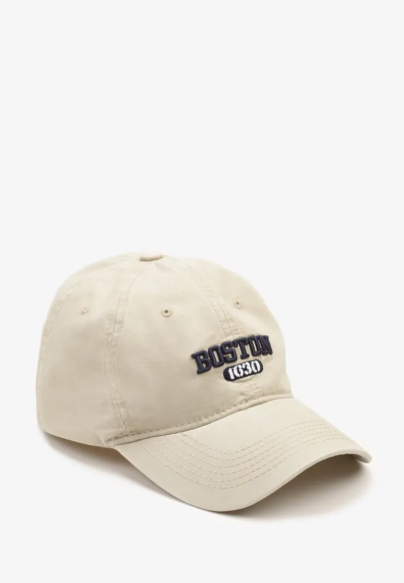 Jasnobeżowa Bawełniana Czapka z Daszkiem Ozdobiona Napisem Vornetta