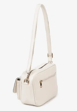 Jasnobeżowa Jednokomorowa Torebka z Imitacji Skóry z Regulowanym Paskiem i Kieszeniami Diovala