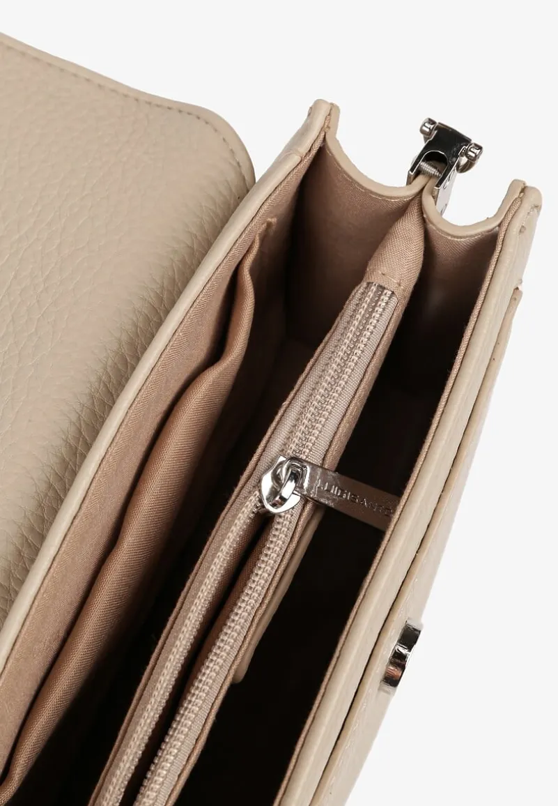 Jasnobeżowa Mała Torebka Listonoszka w Klasycznym Stylu Izrena