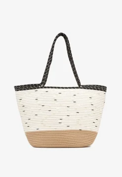 Jasnobeżowa Pleciona Torebka z Bawełny Typu Shopper Izavera