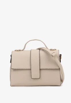 Jasnobeżowa Torebka Listonoszka z Geometryczną Klapą Efariella