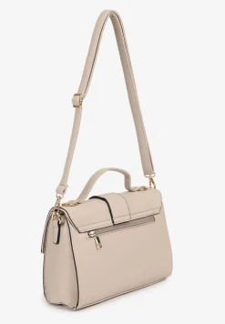 Jasnobeżowa Torebka Listonoszka z Geometryczną Klapą Efariella