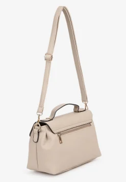 Jasnobeżowa Torebka Listonoszka Ozdobiona Klapą Ponavia