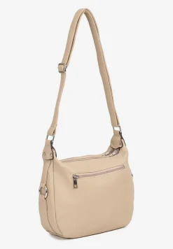 Jasnobeżowa Torebka Listonoszka z Paskiem i Suwakami Nanidira