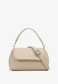 Jasnobeżowa Torebka Listonoszka z Klapą i Regulowanym Paskiem Nilmesse