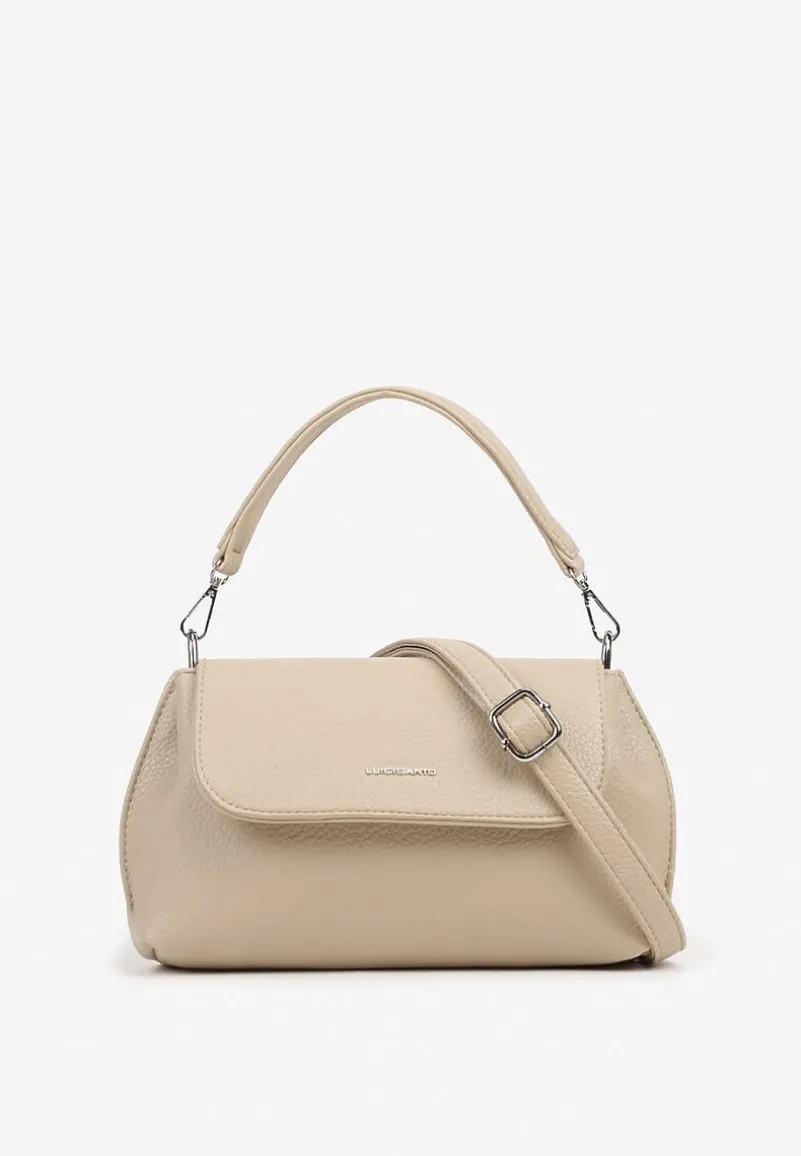 Jasnobeżowa Torebka Listonoszka z Klapą i Regulowanym Paskiem Nilmesse