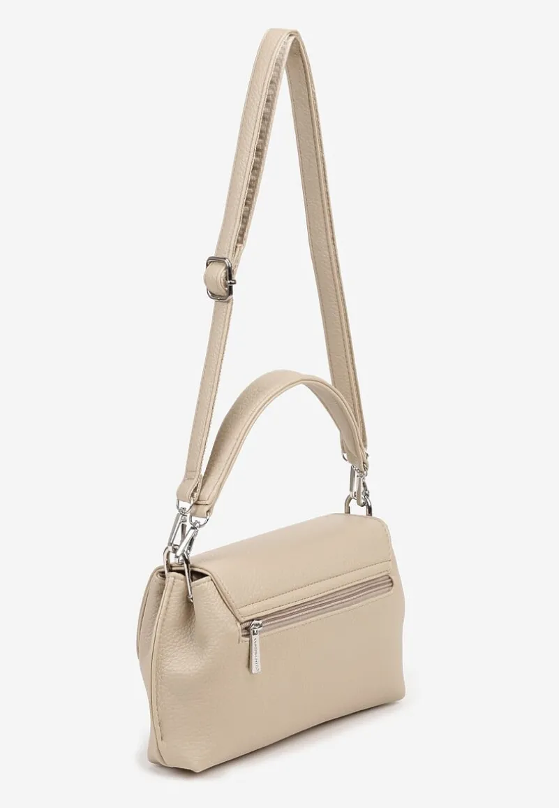 Jasnobeżowa Torebka Listonoszka z Klapą i Regulowanym Paskiem Nilmesse