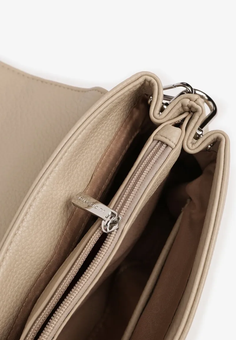 Jasnobeżowa Torebka Listonoszka z Klapą i Regulowanym Paskiem Nilmesse