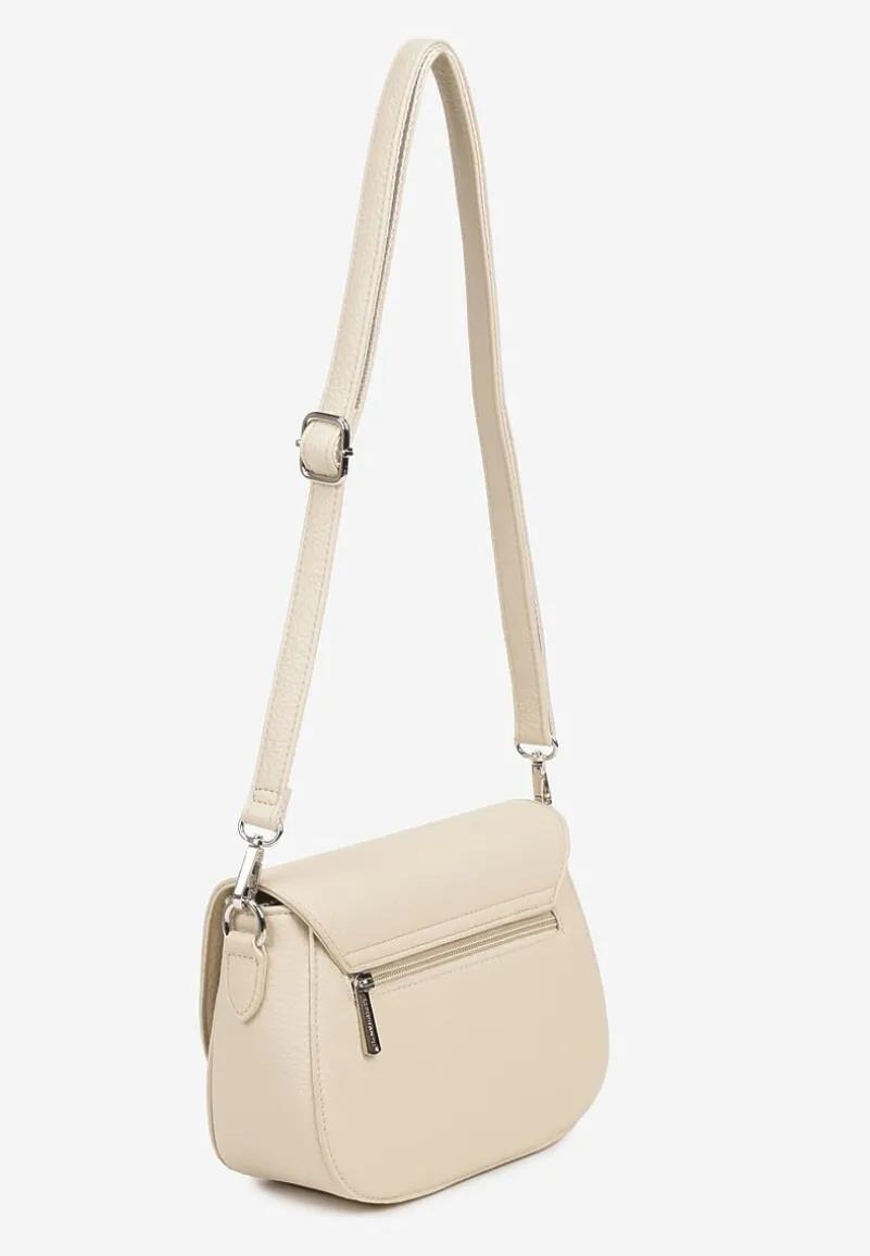 Jasnobeżowa Torebka Mała Listonoszka z Klapą na Pasku Divalea
