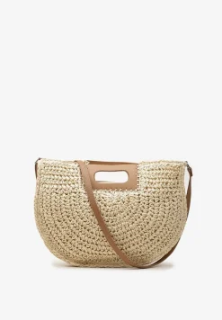 Jasnobeżowa Torebka na Ramię w Stylu Boho z Regulowanym Paskiem Arpive