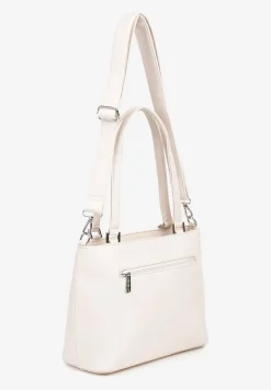 Jasnobeżowa Torebka Ozdobiona Metalicznym Napisem Nilomena