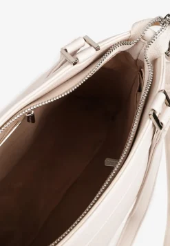 Jasnobeżowa Torebka Ozdobiona Metalicznym Napisem Nilomena