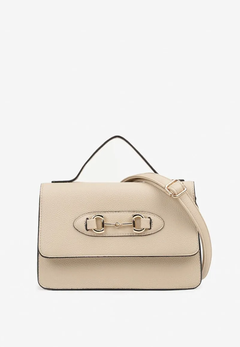 Jasnobeżowa Torebka Prostokątna w Typie Listonoszki z Paskiem Regulowanym Naniviia