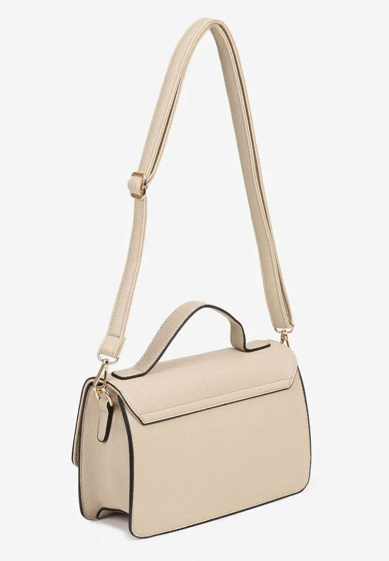 Jasnobeżowa Torebka Prostokątna w Typie Listonoszki z Paskiem Regulowanym Naniviia