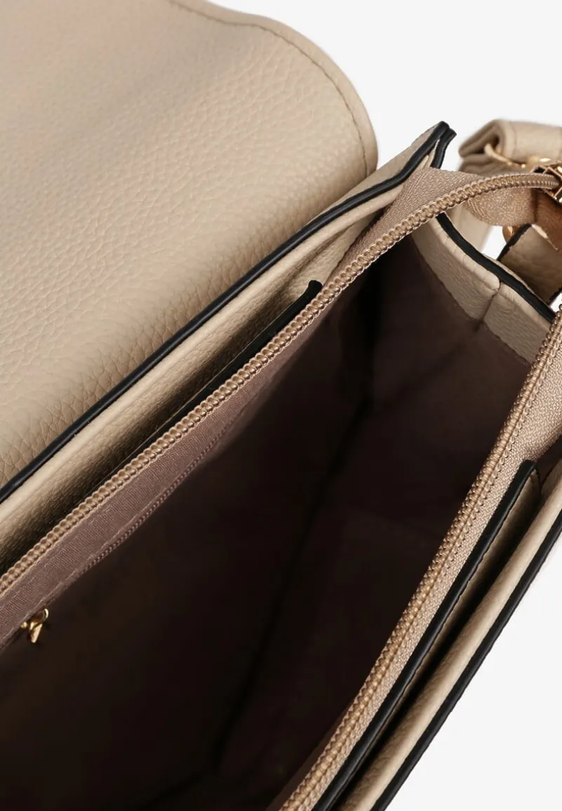 Jasnobeżowa Torebka Prostokątna w Typie Listonoszki z Paskiem Regulowanym Naniviia