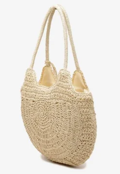 Jasnobeżowa Torebka Shopperka Boho z Plecionej Rafii Aidarsa