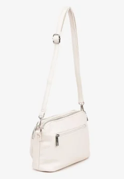 Jasnobeżowa Torebka Typu Listonoszka z Dwiema Komorami Savarelle