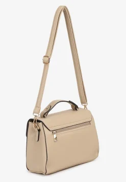 Jasnobeżowa Torebka Typu Listonoszka z Rączką i Ozdobną Klapą Monevia