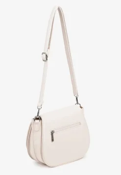 Jasnobeżowa Torebka Typu Listonoszka Ozdobiona Klapą Nidelli