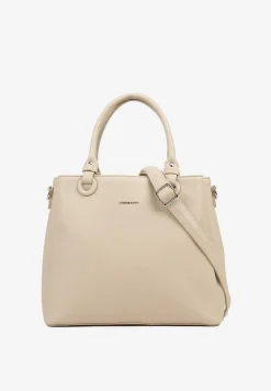 Jasnobeżowa Torebka Typu Shopper z Paskiem Crossbidy i Rączkami Izenia