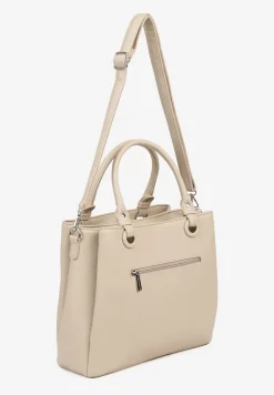 Jasnobeżowa Torebka Typu Shopper z Paskiem Crossbidy i Rączkami Izenia