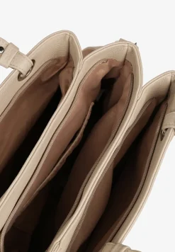 Jasnobeżowa Torebka Typu Shopper z Paskiem Crossbidy i Rączkami Izenia