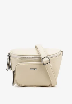 Jasnobeżowa Torebka w Stylu Listonoszki z Ozdobnymi Suwakami Nilanisse