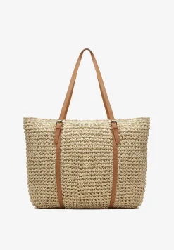 Jasnobeżowa Torebka z Plecionki w Stylu Boho z Ozdobnymi Rączkami Iltanin