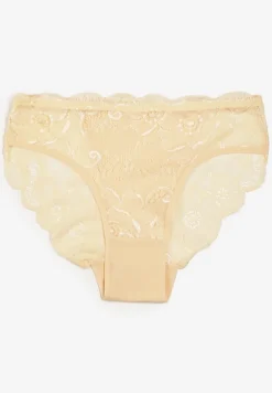 Jasnobeżowe Bawełniane Majtki Figi z Ozdobną Koronką Baelia