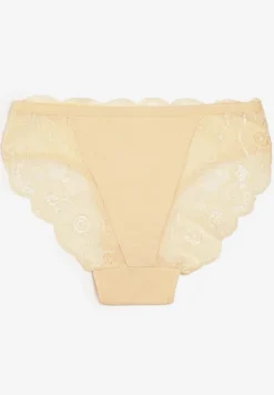 Jasnobeżowe Bawełniane Majtki Figi z Ozdobną Koronką Baelia