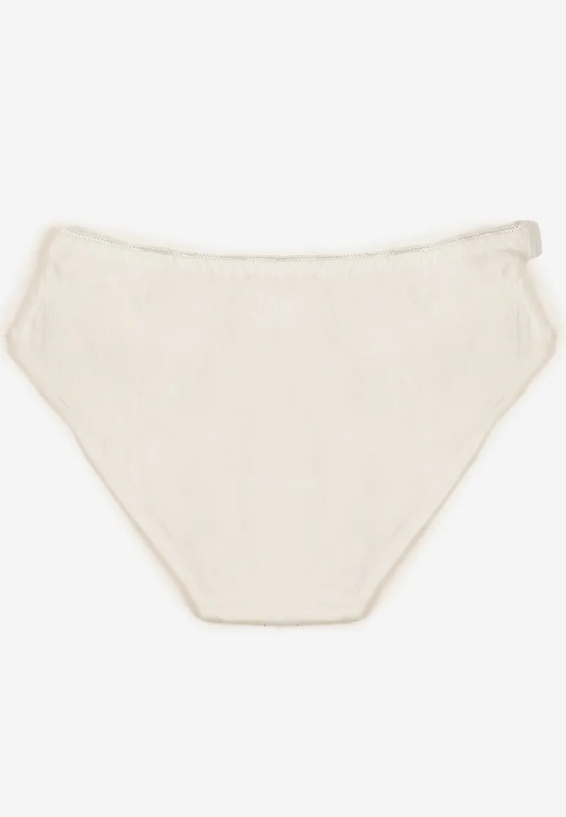 Jasnobeżowe Bawełniane Majtki Figi z Napisami Zeiala