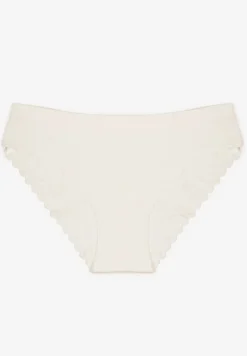 Jasnobeżowe Bezszwowe Majtki o Kroju Fig z Koronką Zeiarae