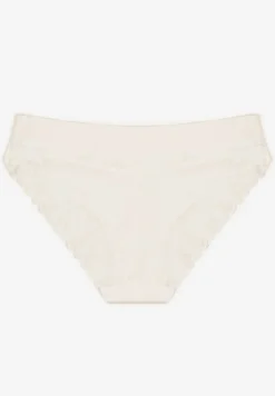Jasnobeżowe Bezszwowe Majtki o Kroju Fig z Koronką Zeiarae