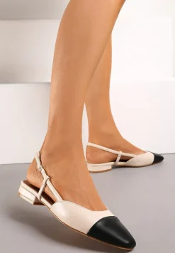 Jasnobeżowe Klasyczne Sandały na Płaskiej Podeszwie bez Pięty Zapinane przy Kostce Sadria