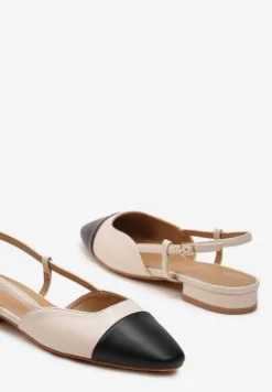 Jasnobeżowe Klasyczne Sandały na Płaskiej Podeszwie bez Pięty Zapinane przy Kostce Sadria