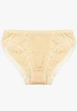 Jasnobeżowe Koronkowe Figi Majtki z Bawełny Eaelia