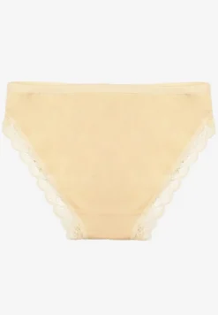 Jasnobeżowe Koronkowe Figi Majtki z Bawełny Eaelia