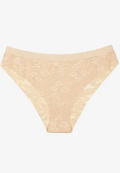 Jasnobeżowe Koronkowe Majtki Typu Figi Lililoria