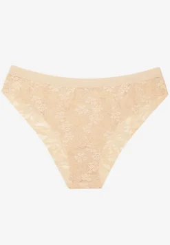 Jasnobeżowe Koronkowe Majtki Typu Figi Lililoria