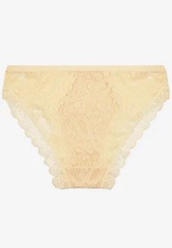 Jasnobeżowe Majtki Figi Ozdobione Koronką w Kwiatowy Wzór Belenia